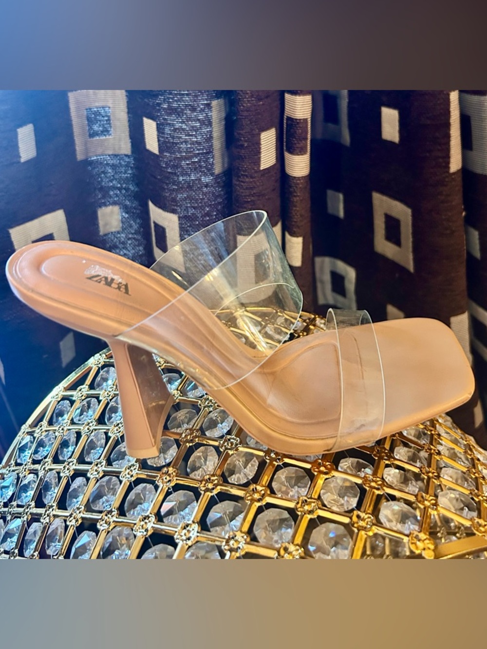 Zara Nude Clear-Strap Heeled Mules - Women